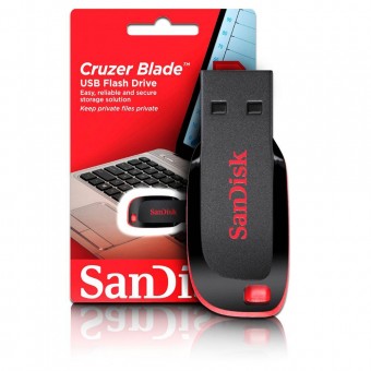 Pen Drive 32GB - SanDisk Cruzer Blade (PERSONALIZADO) - Na compra de 10 álbuns musicais, 10 filmes ou desenhos, o Pen-Drive será grátis...Aproveite!